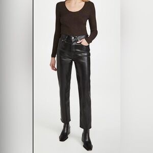 H&M Black High Rise Leather Jeans